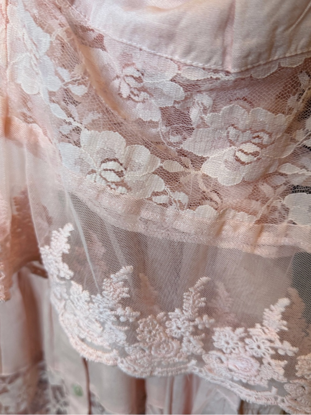 Roamans Plus Size 24W Pink Lace Tunic Blouse Boho Babydoll Tiered Peasant Dress - Picture 6 of 13